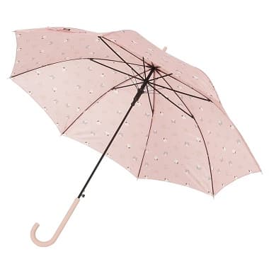 可愛いピンク、開いた状態のFukuFukuNyankoジャンプ（ワンタッチ）傘