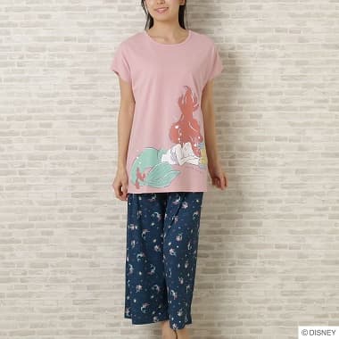 ピンク色のリトル・マーメイド ボックスTシャツ